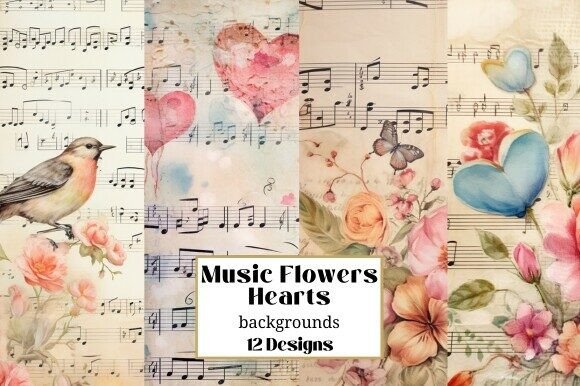 12 Hearts Flowers Music Backgrounds: A Designer's Asset