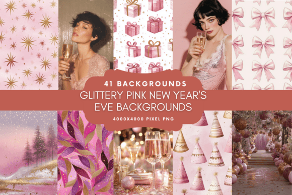 Elevate Your New Year's Eve Designs with Glittery Pink Backgrounds