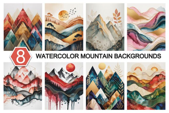 Stunning Watercolor Mountain Backgrounds for Creative Projects