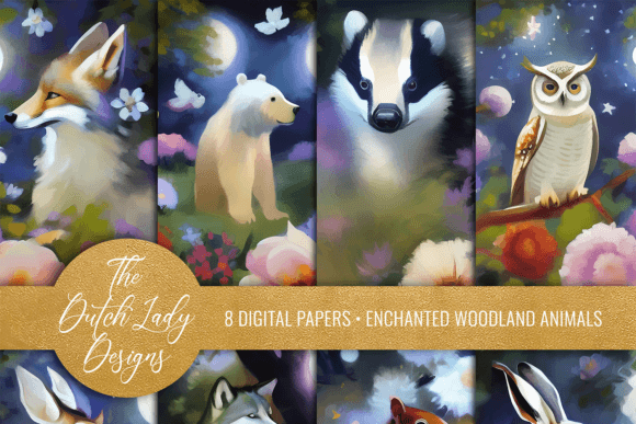 Woodland Night Animals Backgrounds: Enchanting Digital Papers